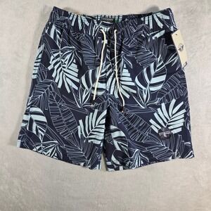 Dockers Harbor Mens Swim Shorts S Navy Leafy Print Board Shorts NWT